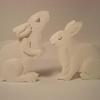 Rabbits from "Chalet" and "Sledding with Pets" -  (rephotographed) close up